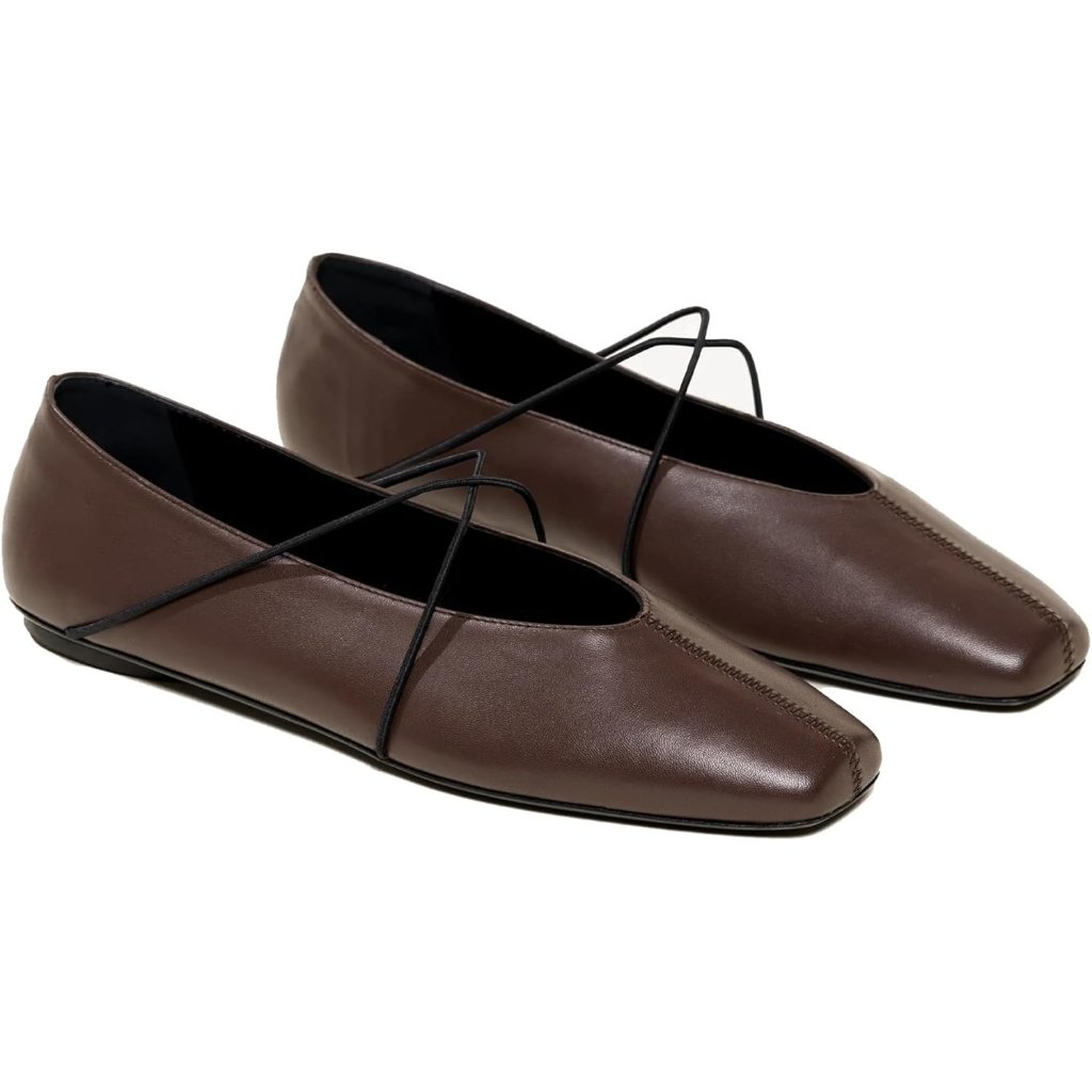 Criss Cross Strap Ballet Flats For Women Square Toe Mary Jane Flats Shoes Comfor